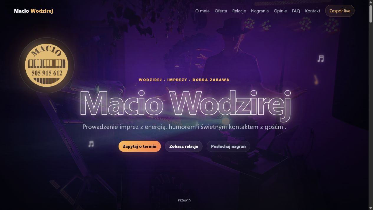 Strona internetowa Macio Wodzirej